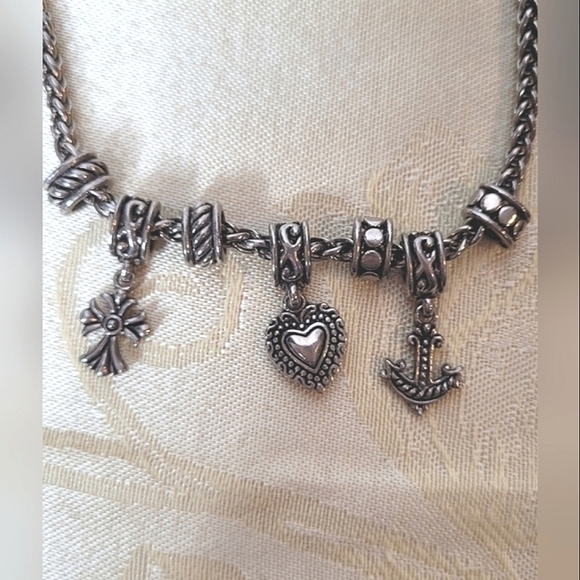Brighton Anchor, Heart, And Cross Silver-Toned Inspiring Talisman Charm Necklace - Picture 5 of 7